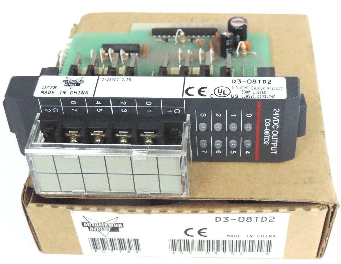 Used NIB AUTOMATION DIRECT D3-08TD2 OUTPUT MODULE D308TD2, 24VDC, 5-28VDC 0.5A