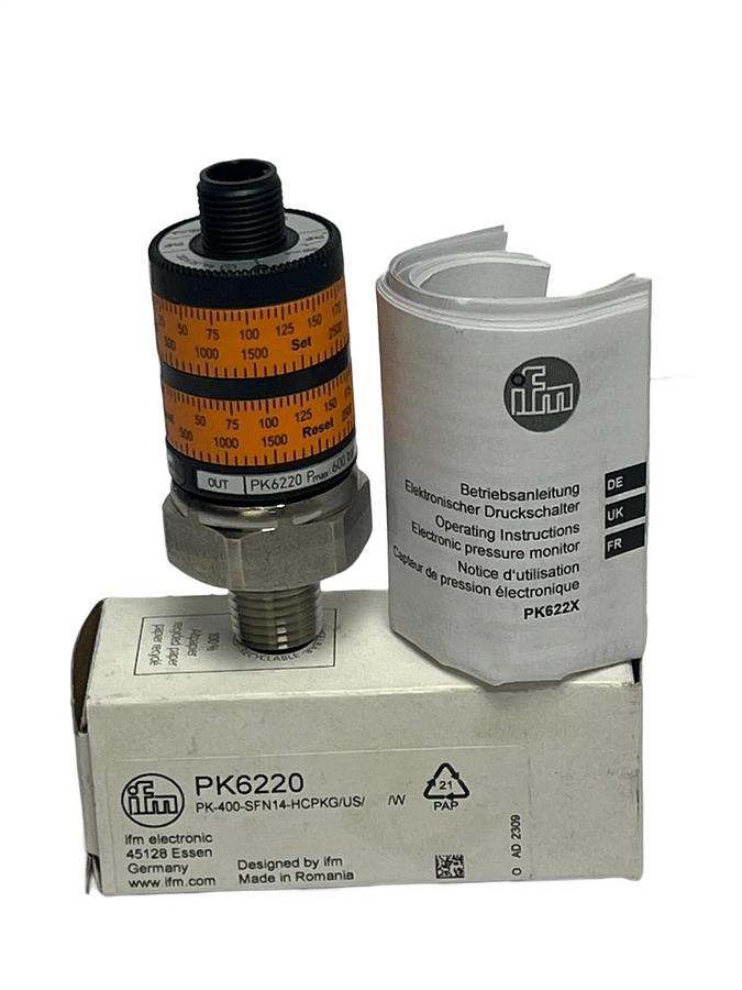 ifm PK6220 Pressure Sensor Switch PK-400-SFN14-HCPKG/US/W NEW SURPLUS