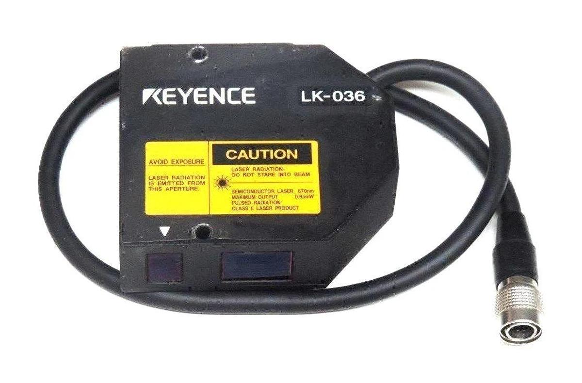 Used KEYENCE LK-036 LINEAR POSITION SENSOR HEAD 24VDC, 400MA, 10/50HZ, LK036