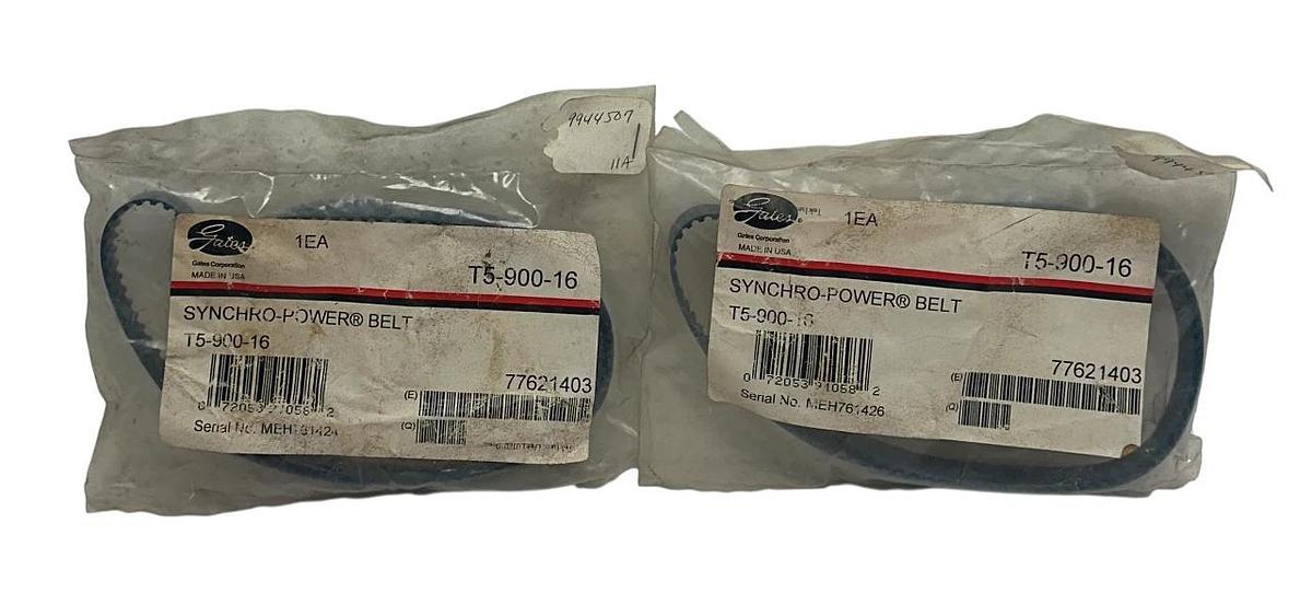 Used 2 GATES T5-900-16 / T590016 SYNCHRO-POWER BELT 9944507 5mm PITCH 16mm W NSFS