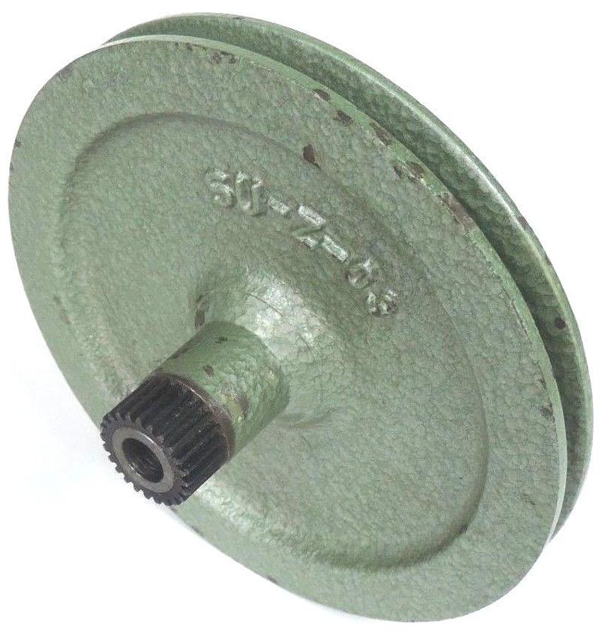 Used GREEN CAST IRON V-BELT PULLEY P/N: SU-Z-03, 6-1/2" O.D