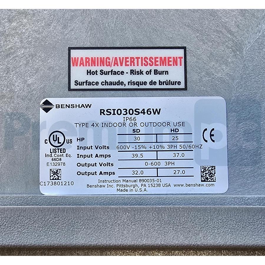 BENSHAW RSI-030-S4-6W | RSi030S46W RSi S4 Sensorless Vector VFD 30HP 600V NSMP