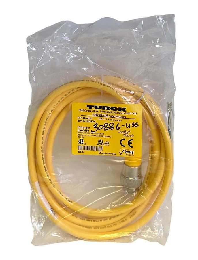 Used NEW TURCK RSM 36-3M/S3059 / RSM363MS3059 MINI SINGLE-ENDED CORDSET UX04480