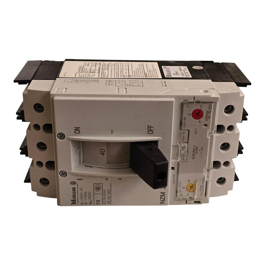 Used Eaton Moeller NZMH2-A40-BT-NA | 107800 MCCB Circuit Breaker 3P 40A 600V w/Trip