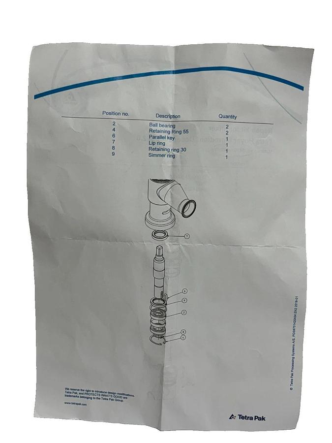 Tetra Pak Genuine Spare Parts Ice Cream Solutions 5970148-0088 Mixer Repair Kit