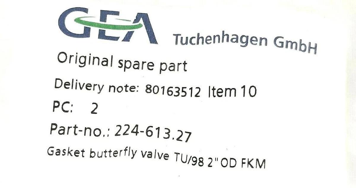 Used LOT OF 2 NEW GEA 224-613.27 GASKETS BUTTERFLY VALVE TU/98 2'' OD FKM