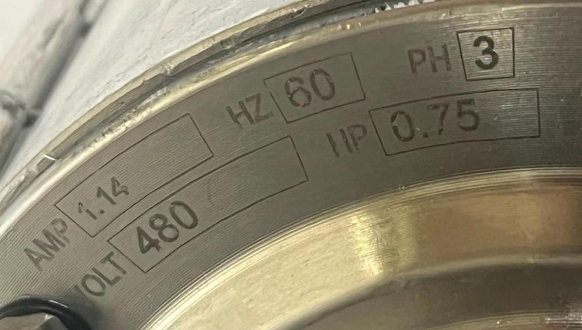 Used Van der Graaf TM127A25-675NB-STM Stainless Steel Drum Motor | 0.75HP 460V 3PH