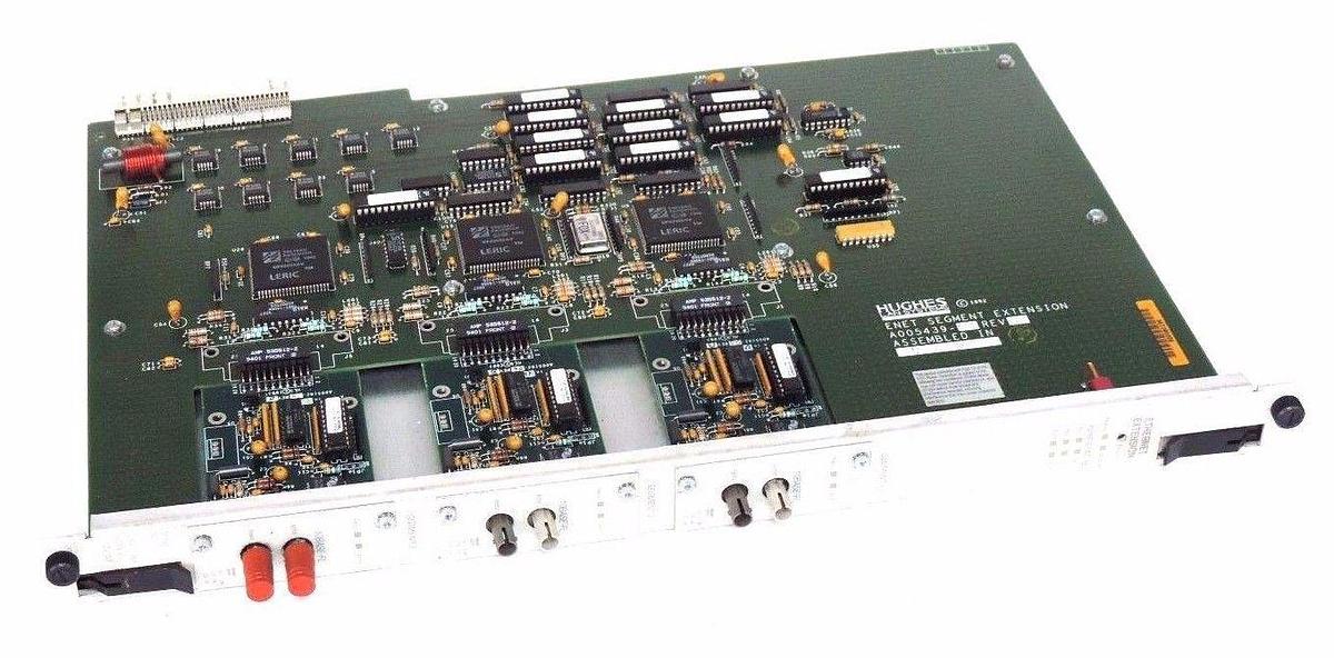 Used HUGHES A005439-04 REV. A ENET SEGMENT EXTENSION W/ A005182-05 REV. B 10BASE-FL
