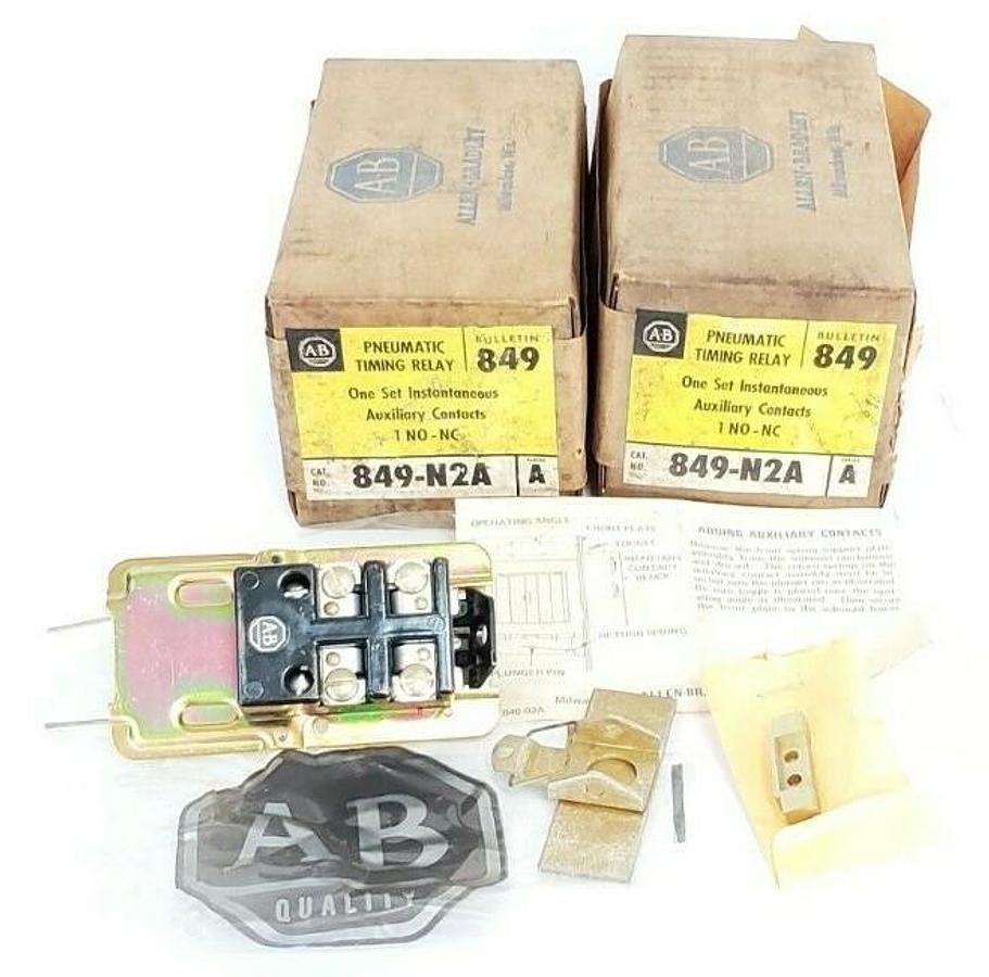 LOT OF 2 NEW ALLEN-BRADLEY 849-N2A SER. A TIMING RELAY AUXILIARY CONTACT KITS