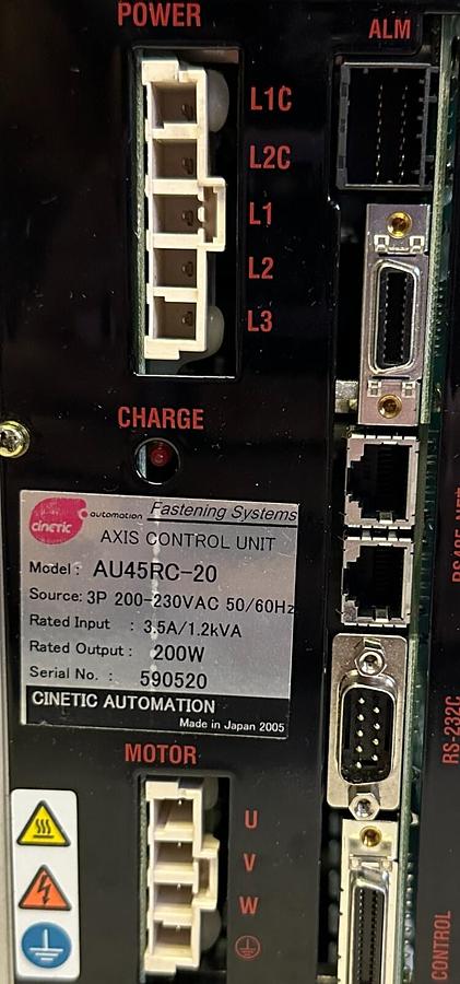 Used NEW CINETIC AUTOMATION AU45RC-20 / AU45RC20 AXIS CONTROL UNIT 200W A60E3-HX-4200
