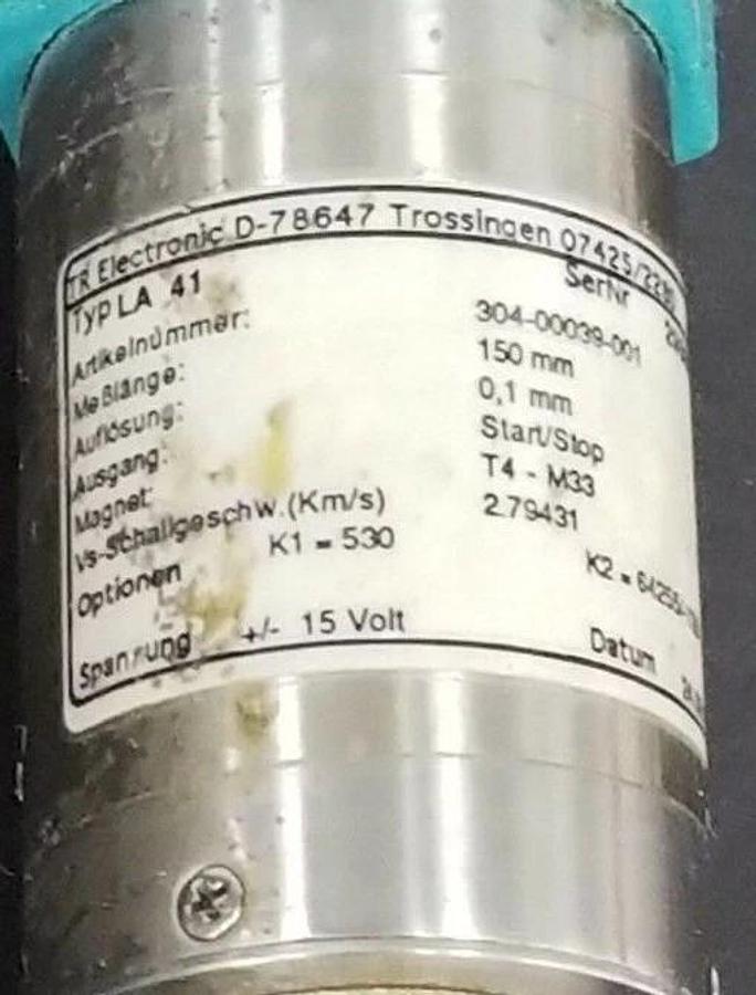 Used TR ELECTRONICS 304-00039-001 ENCODER SENSOR TYPE: LA 41 150MM 16-1/4'' IN. OAL
