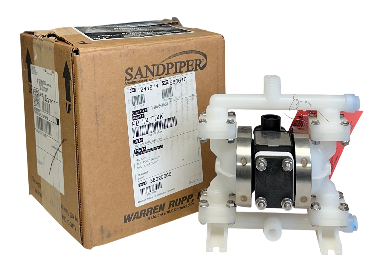 Used WARREN RUPP SANDPIPER PB1/4,TT4K / PB14TT4K / PB1/4 DIAPHRAGM PUMP 100PSI NSMP