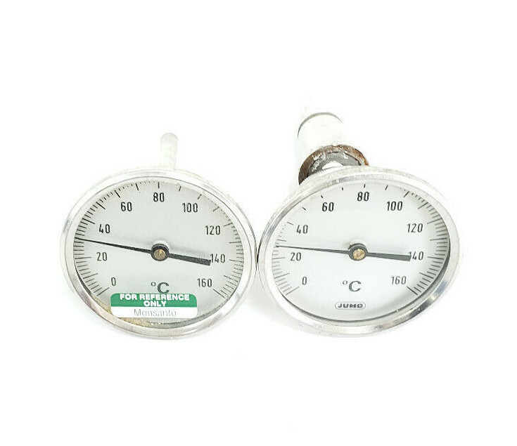 Used LOT OF 2 JUMO 0-160 DEGREE CELSIUS PROBE THERMOMETERS