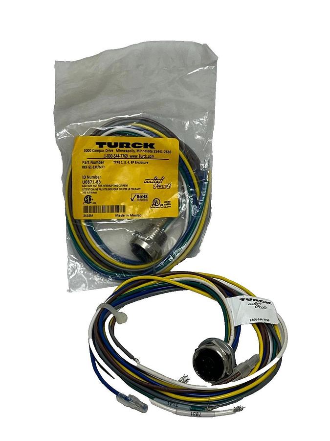 Lot of 2 Turck RKF 61-1M/NPT Minifast Receptacle 6-Pin Female 1/2" NPT 1M Leads