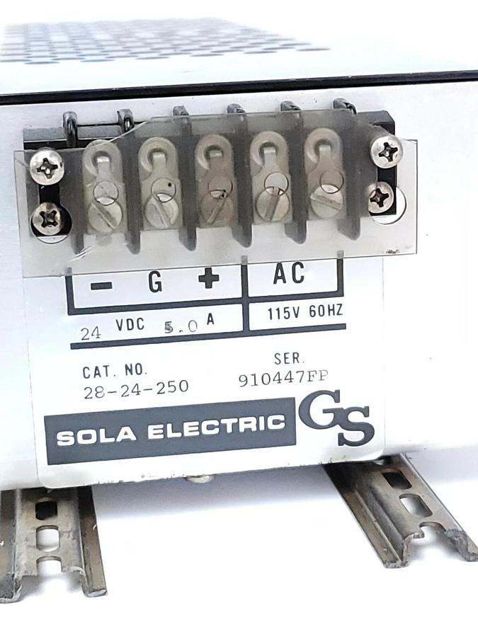 Used SOLA ELECTRIC 28-24-250 POWER SUPPLY 24VDC 5A 2824250