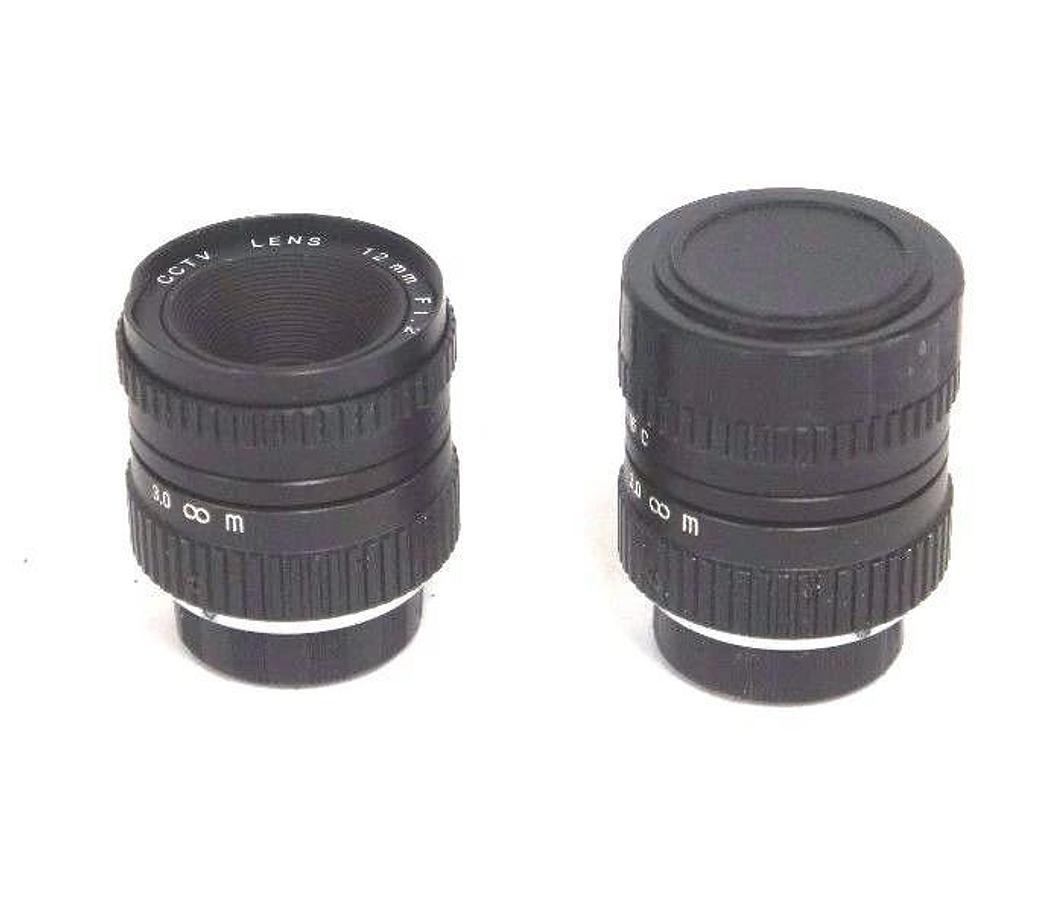 Used LOT OF 2 HIGH RESOLUTION CCTV LENSES 12MM F1.2