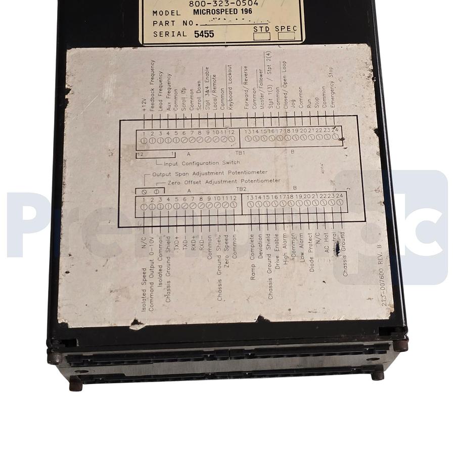 Used Drive Control System ElectroSensors MicroSpeed 196 Speed Controller 1800-0069000