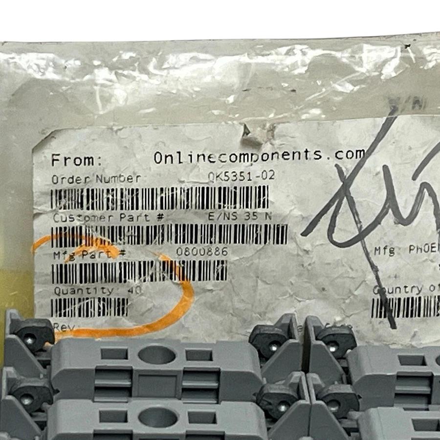 (LOT OF 24) Phoenix Contact 0800886 E/NS 35 N Terminal End Bracket Clamp | New