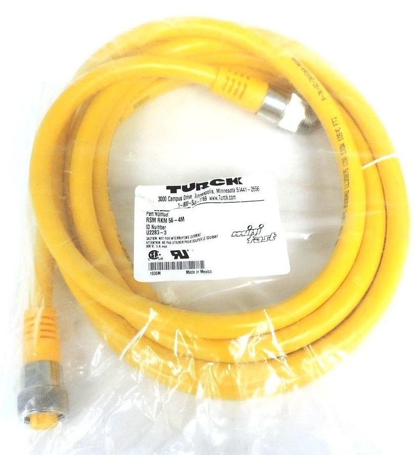 Used NEW TURCK RSMRKM56-4M CORDSET ID NUMBER U2283-3