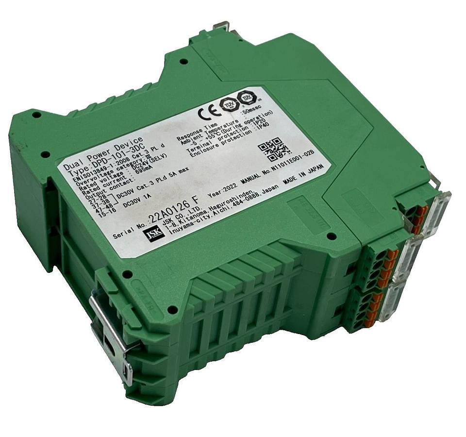 Used JSK DPD-101-3DC Dual Power Device Safety Relay Unit 24VDC Abnormal Stop Module