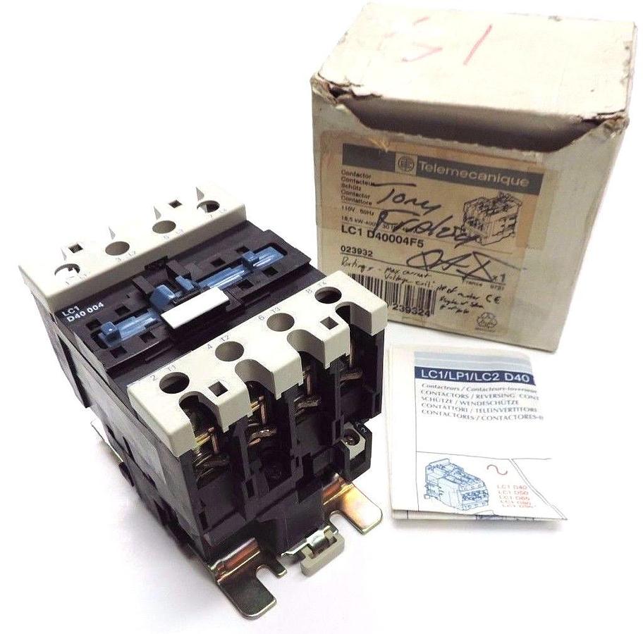 Used NIB TELEMECANIQUE LC1D40004F5 CONTACTOR LC1-D40004F5, 110V, 50HZ