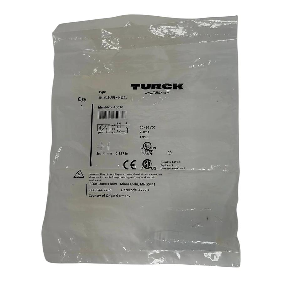 Used Turck BI4-M12-AP6X-H1141 Inductive Proximity Sensor M12 PNP NO 46070 New Sealed