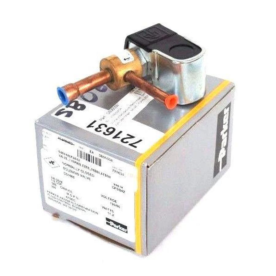 NIB PARKER 94814ACFSB42 NORMALLY CLOSED SOLENOID VALVE 11.2 WATTS, 0.085 ORIFICE