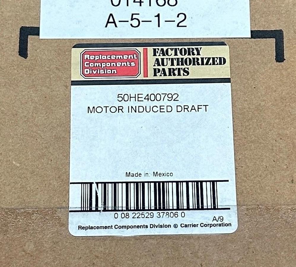 Used CARRIER 50HE400792 MOTOR INDUCED DRAFT ASSEMBLY OEM NSFS