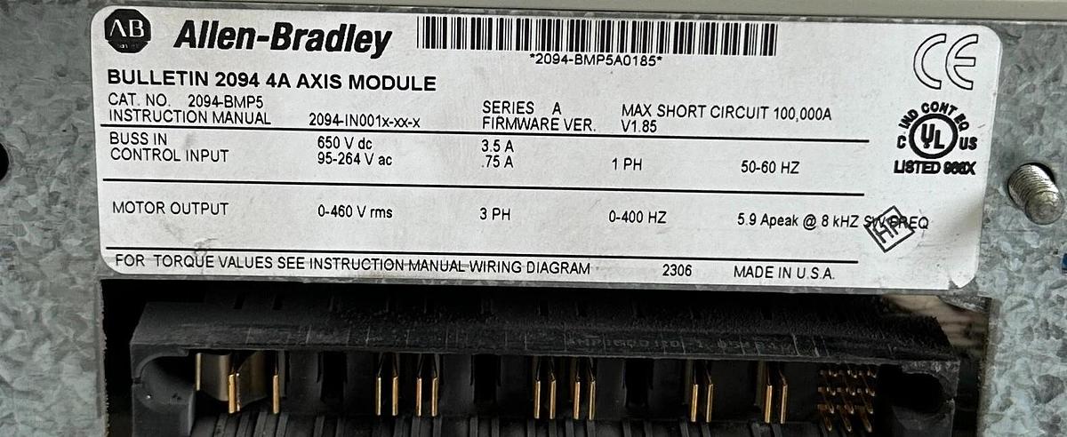 Used ALLEN BRADLEY 2094-BMP5 /A Kinetix 6000 SERVO DRIVE 400/460V 3PH 2094BMP5
