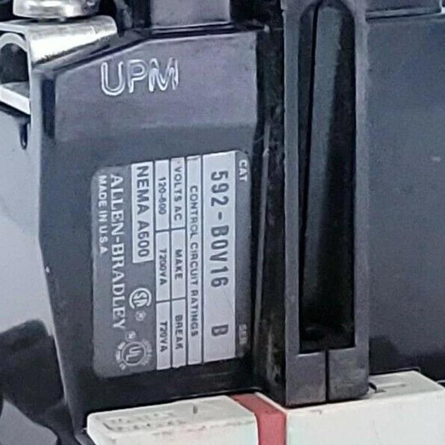 Used ALLEN BRADLEY 592-BOV16 OVERLOAD RELAY SER. B W/ TWO W38 HEATER ELEMENTS