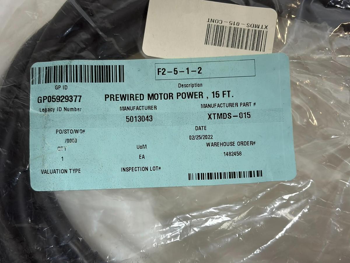 Used Nidec XTMDS-015 Prewired Motor Power Cable 15 FT New Surplus