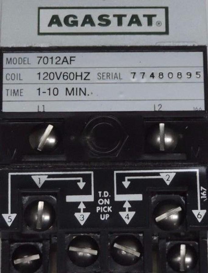 Used NEW AGASTAT 7012AF TIMING RELAY 1-10 MIN. 120V 60HZ COIL 7012-AF