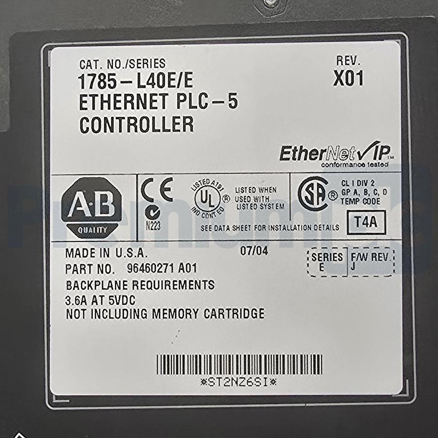 Used Allen-Bradley 1785-L40E/E PLC-5/40 EtherNet IP Controller F/W J REV. X01 NSNP