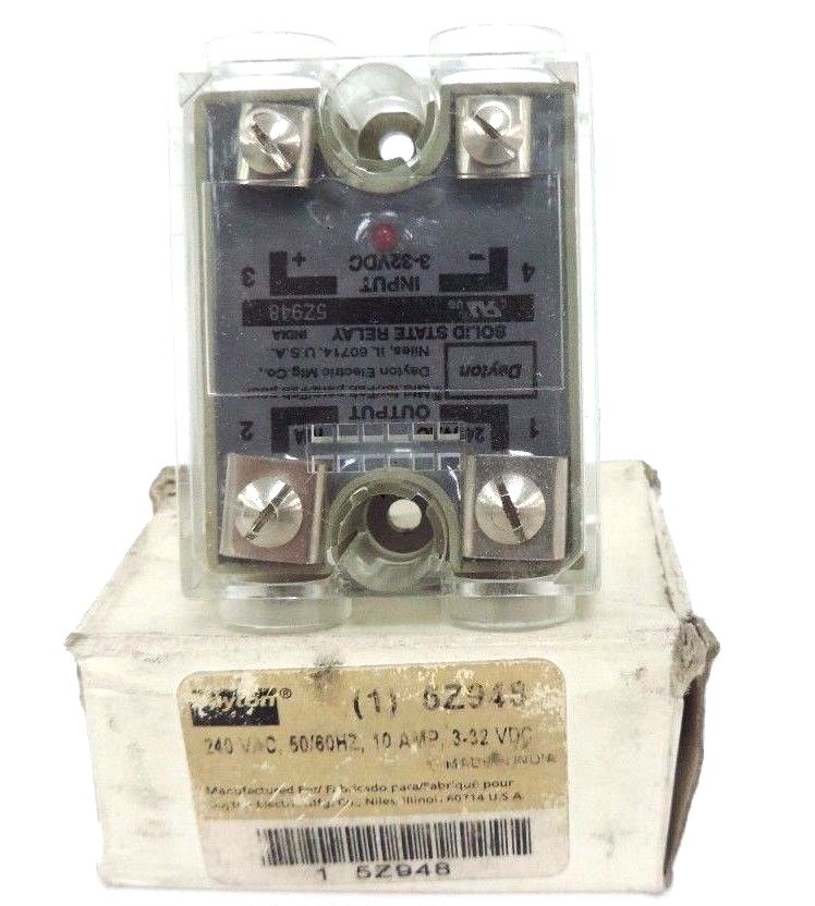NIB DAYTON 5Z948 RELAY SOLID STATE 240VAC, 50/60HZ, 10AMP, 3-32VDC