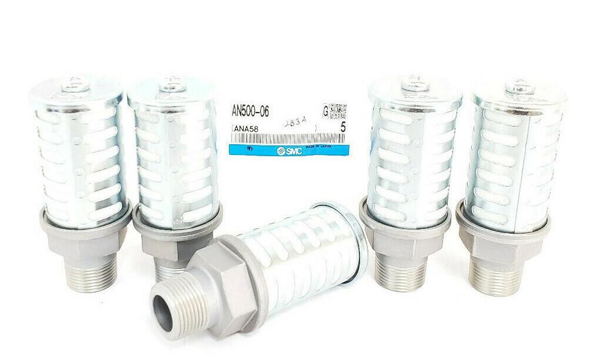 Used LOT OF 5 NEW SMC AN500-06 AN SILENCERS AN 3/4INCH STANDARD (PT)