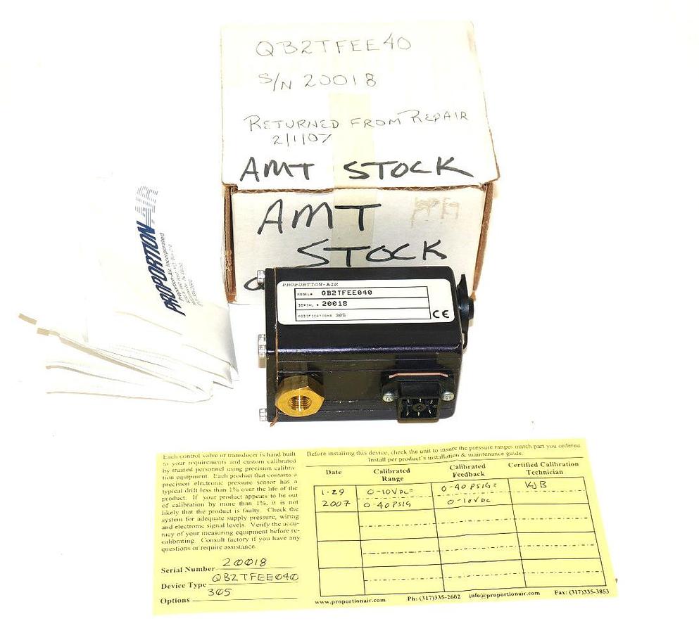 Refurbished PROPORTION AIR INC. QB2TFEE040 PRESSURE CONTROL VALVE MODIFICATIONS 305