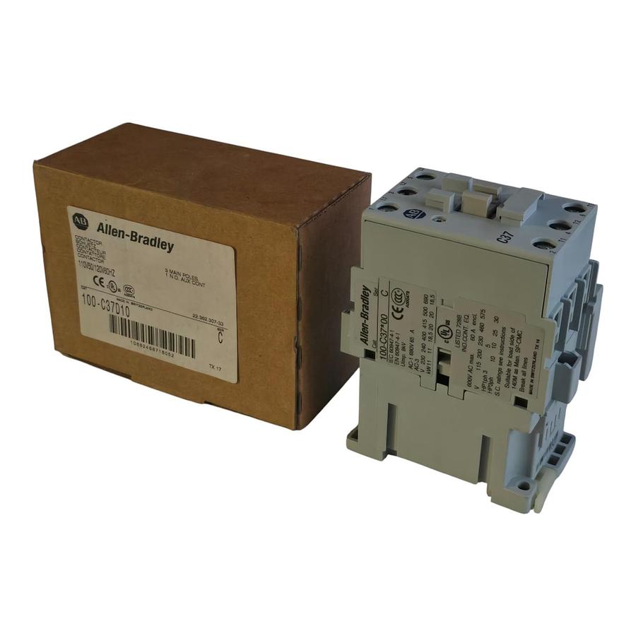 Used Allen Bradley 100-C37D10 /C 100-C IEC Contactor 3-P 37A 110/120VAC 1NO Aux Cont