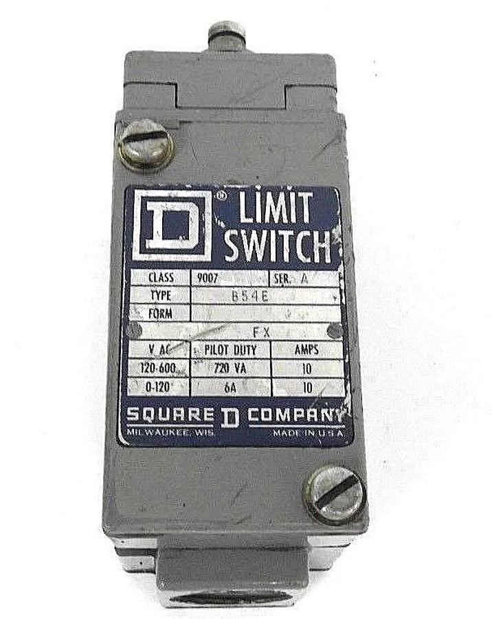 Used SQUARE D 9007-B54E LIMIT SWITCH TOP PUSH ROD PLUNGER W/1NO-1NC CONT., SER. A