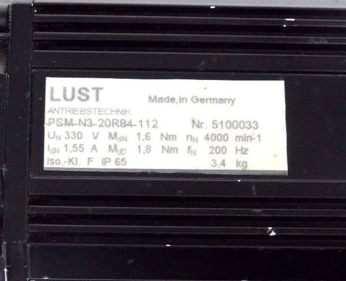 Used LUST PSM-N3-20R84-112 SERVO MOTOR W/ NEUGART PL90S/OP2/OP6 GEAR BOX 1:15 PL90S