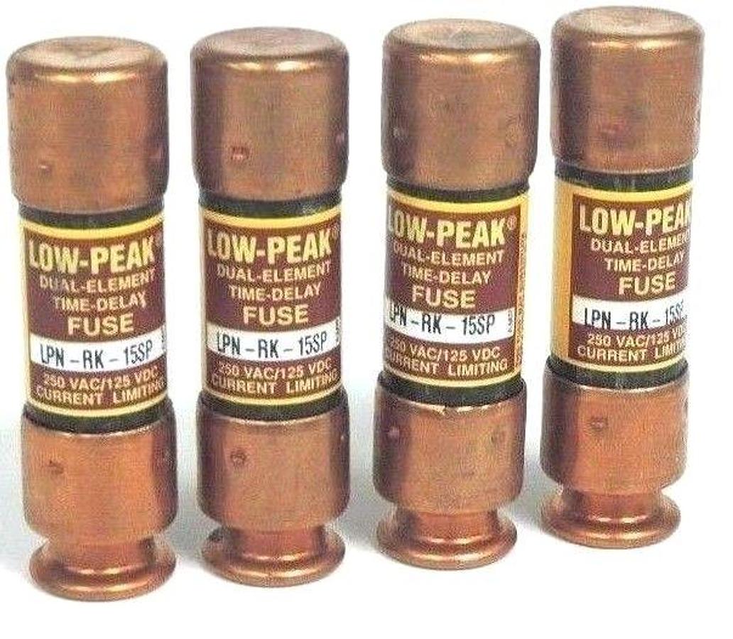 Used LOT OF 4 NEW COOPER BUSSMANN LPN-RK-15SP DUAL-ELEMENT FUSES LPNRK15SP