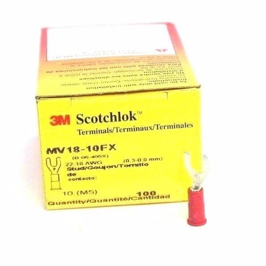Used LOT OF 200 NEW 3M SCOTCHLOK MV18-10FX FORK TERMINAL VINYL INSULATED