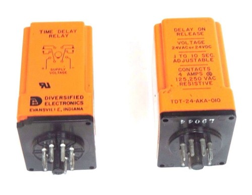 Used LOT OF 2 DIVERSIFIED ELECTRONICS TDT-24-AKA-010 TIME DELAY RELAYS TDT24AKAOIO