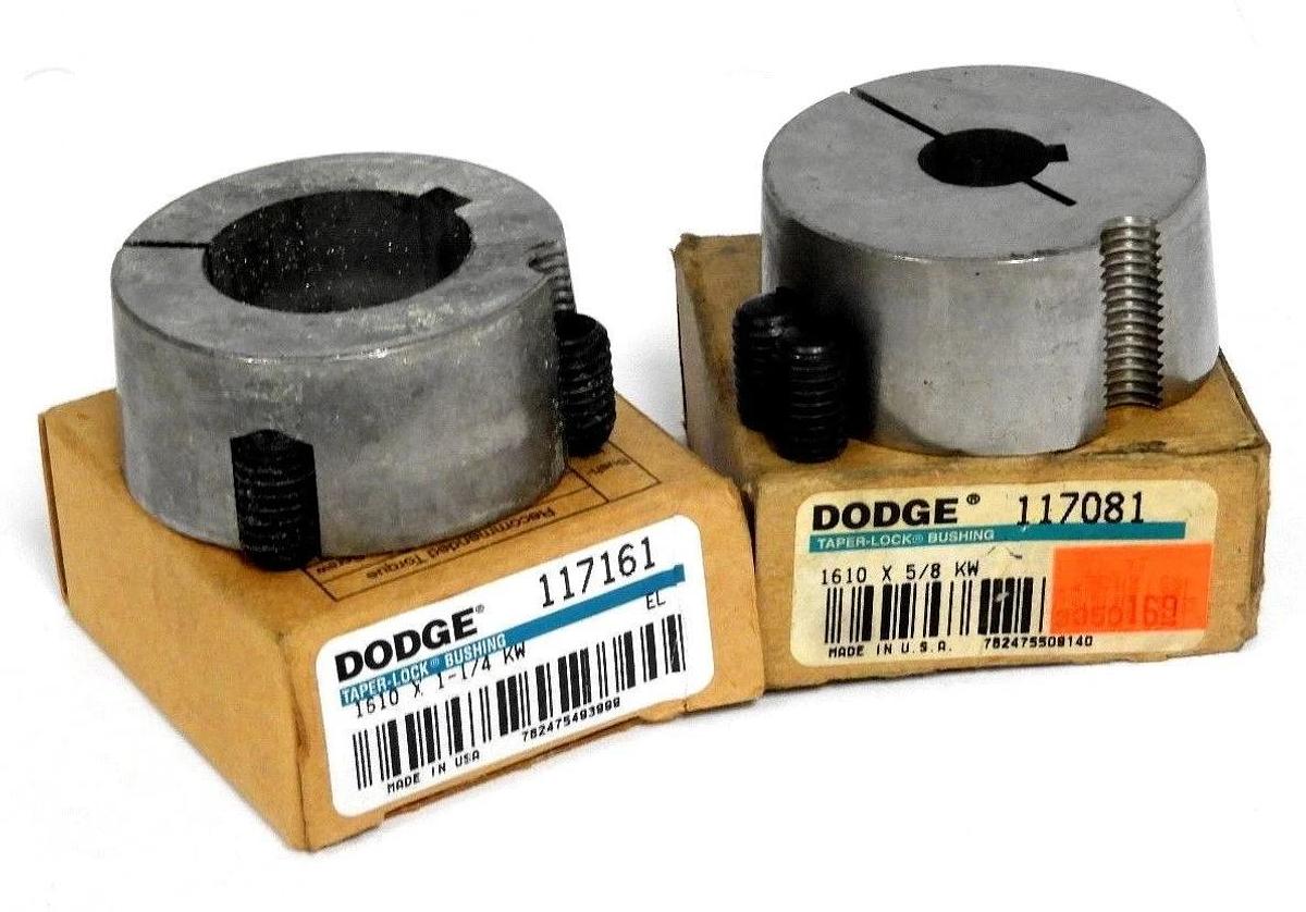 LOT OF 2 NIB DODGE 117161 & 117081 TAPER LOCK BUSHINGS 1610 X 1-1/4, 1610 X 5/8