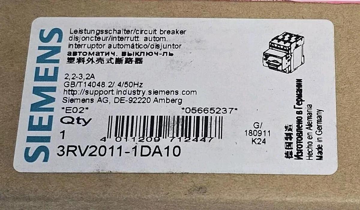 Used NIB SIEMENS 3RV2011-1DA10 CIRUIT BREAKER 2.2-3.2A, 3RV20111DA10