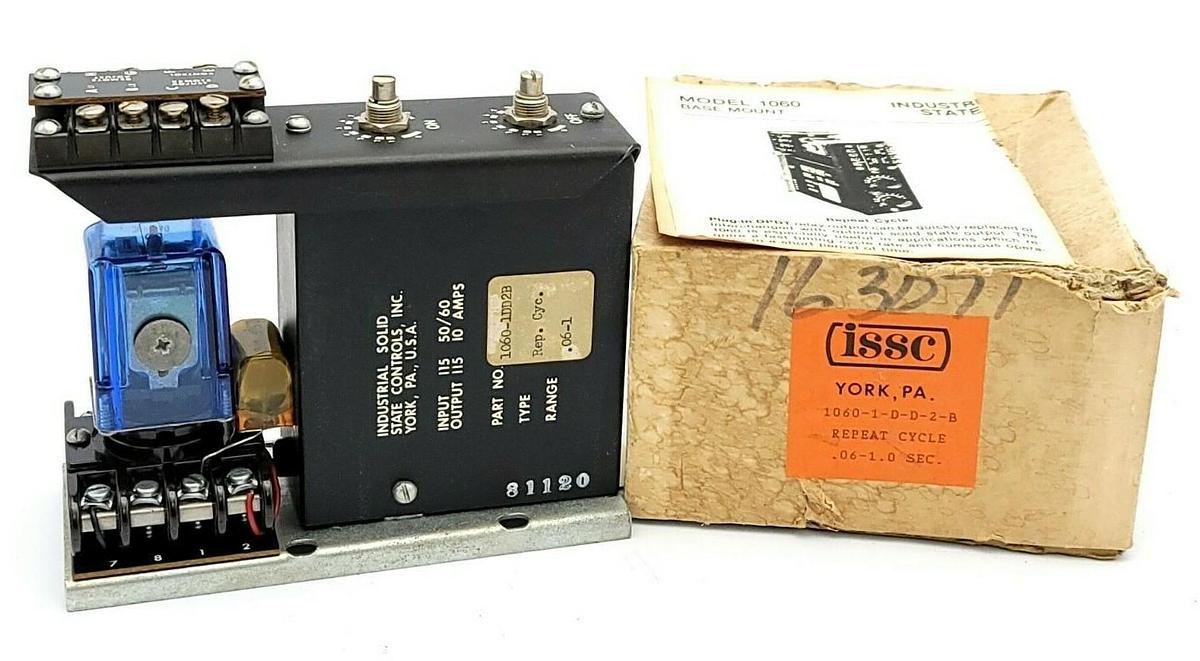 Used ISSC 1060-1-D-D-2-B TIMER RELAY 10601DD2B REPEAT CYCLE .06-1.0 SEC.