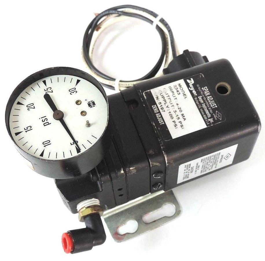 Used DWYER INSTRUMENTS 2343 CURRENT TO PRESSURE TRANSDUCER 4-20MA 3-15PSI OUT