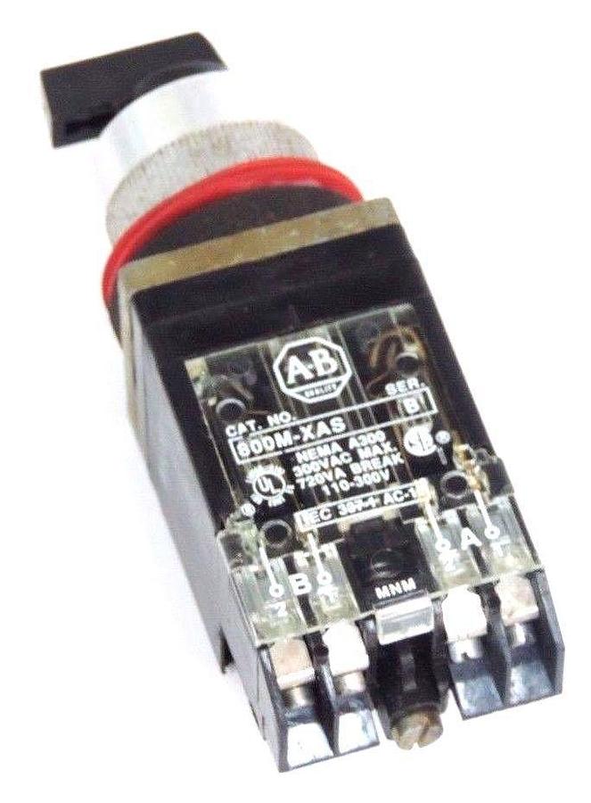 Used LOT OF 2 ALLEN BRADLEY 800MR-JX4B SELECTOR SWITCH SER A 800M-XAS CONTACT SER B