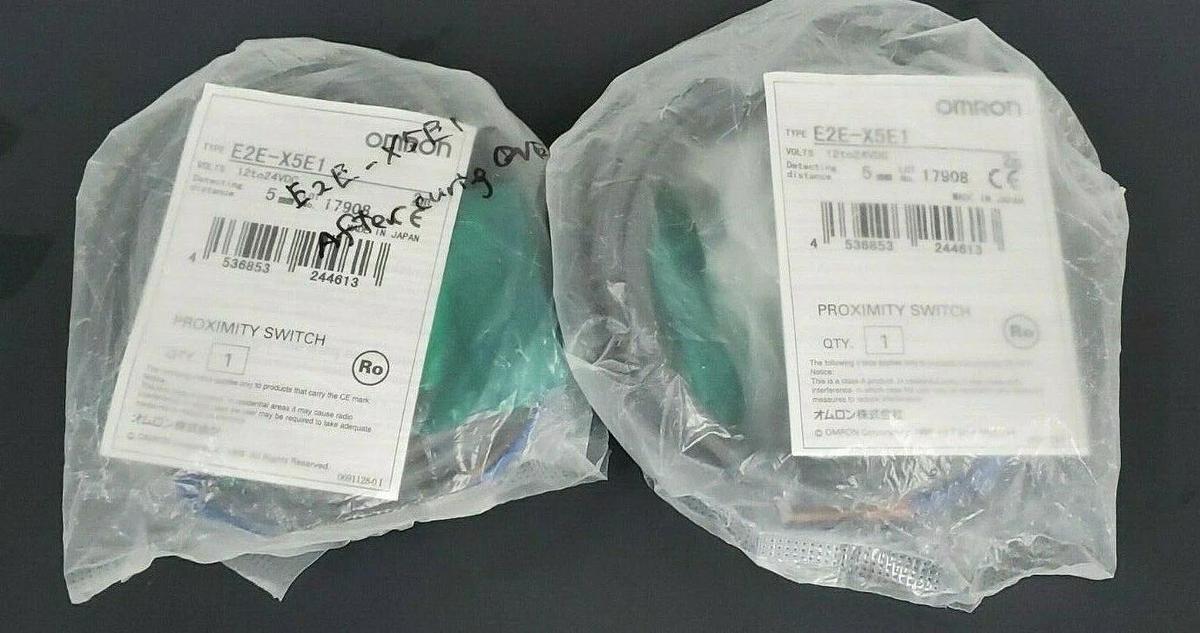 Used LOT OF 2 NEW OMRON E2E-X5E1 PROXIMITY SWITCHES E2EX5E1 RANGE: 5MM, 12TO24VDC, 2M