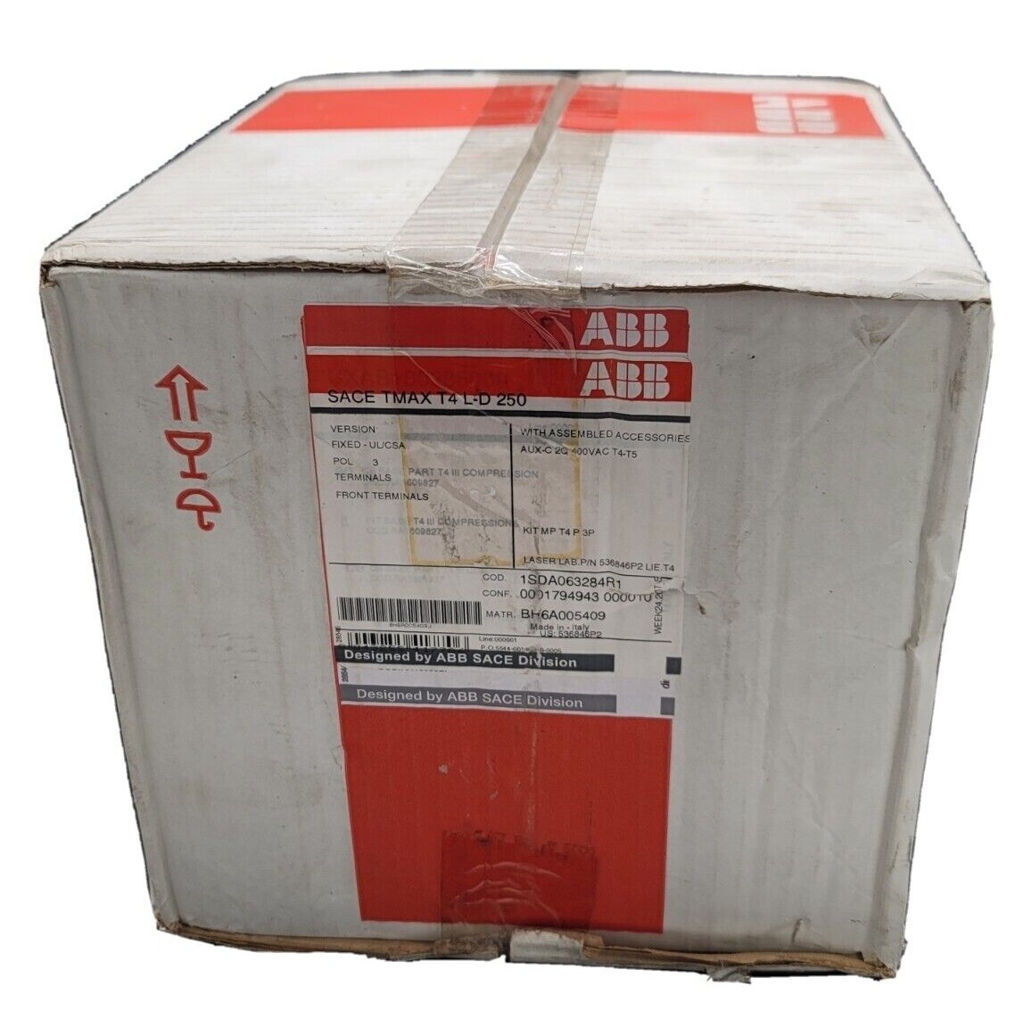 Used NEW ABB SACE TMAX T4 L-D 250 CIRCUIT BREAKER 1SDA063284R1 W/ ACCESSORIES