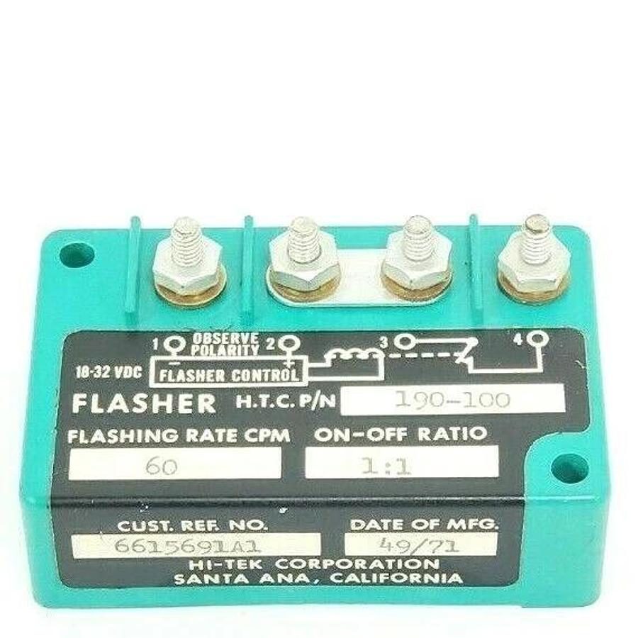 Used HI-TEK CORPORATION 190-100 FLASHER CONTROL MODULE, 60CPM RATE, 1:1 ON-OFF RATIO
